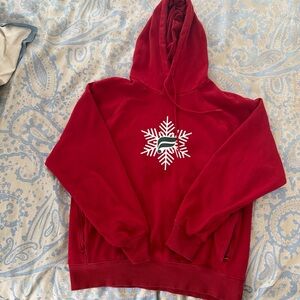 Fabletics Red Hoodie with White Snowflake Design